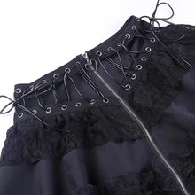 Load image into Gallery viewer, &#39;Trimmed&#39; Goth Lolita Patchwork Lace Up Tu Tu Skirt AlielNosirrah
