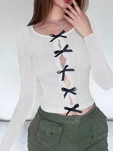 Load image into Gallery viewer, &#39;Untouched&#39; Hollow Design Bow Tie Long-Sleeved Slim Shirt AlielNosirrah

