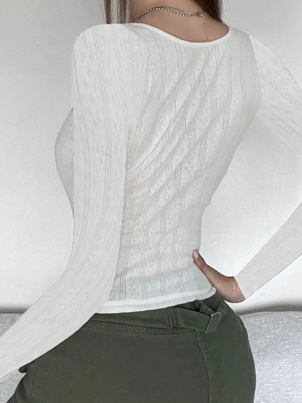 'Untouched' Hollow Design Bow Tie Long-Sleeved Slim Shirt AlielNosirrah
