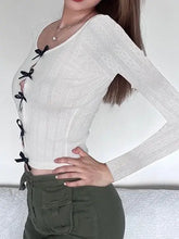 Load image into Gallery viewer, &#39;Untouched&#39; Hollow Design Bow Tie Long-Sleeved Slim Shirt AlielNosirrah
