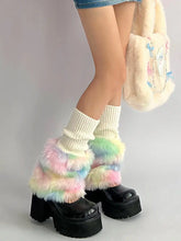 Load image into Gallery viewer, &#39;Utopia&#39; Pastel Pride Moth Fluffy Leg Warmers AlielNosirrah
