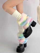 Load image into Gallery viewer, &#39;Utopia&#39; Pastel Pride Moth Fluffy Leg Warmers AlielNosirrah
