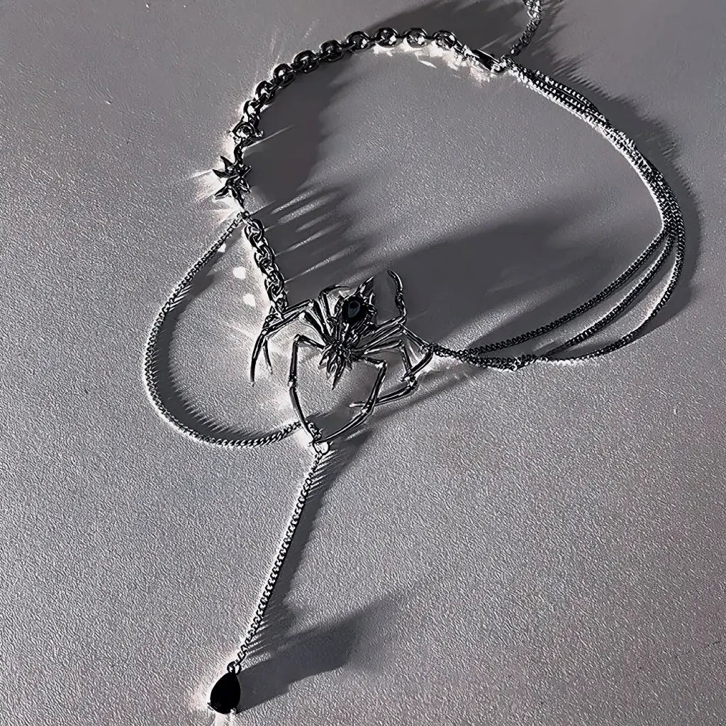 'Venomous' Punk Spider Metal Necklace AlielNosirrah