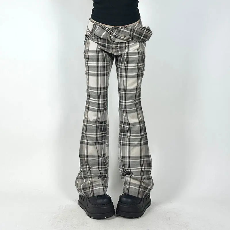 'Vintage Plaid' Fashionable Slimming Casual Low Waist Pants for Hot Girls AlielNosirrah