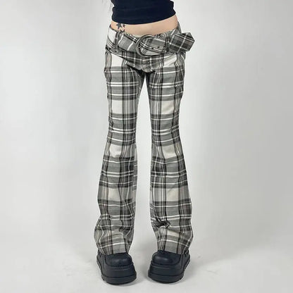 'Vintage Plaid' Fashionable Slimming Casual Low Waist Pants for Hot Girls AlielNosirrah