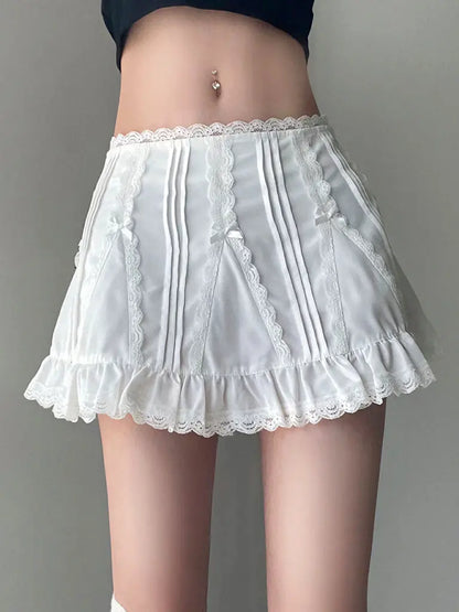 'White Dress' Low Waist Bow Tie Cottage Mini Skirt AlielNosirrah