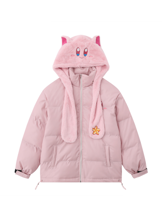 'Who Loves Kirby' Kawaii Hooded Puffer Coat AlielNosirrah