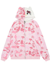 Load image into Gallery viewer, &#39;Wild Kitty&#39; Kawaii Kitty Face Zipped Oversized  Hoodie AlielNosirrah
