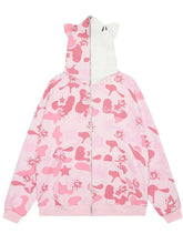 Load image into Gallery viewer, &#39;Wild Kitty&#39; Kawaii Kitty Face Zipped Oversized  Hoodie AlielNosirrah
