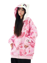 Load image into Gallery viewer, &#39;Wild Kitty&#39; Kawaii Kitty Face Zipped Oversized  Hoodie AlielNosirrah
