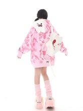 Load image into Gallery viewer, &#39;Wild Kitty&#39; Kawaii Kitty Face Zipped Oversized  Hoodie AlielNosirrah
