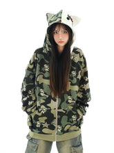 Load image into Gallery viewer, &#39;Wild Kitty&#39; Kawaii Kitty Face Zipped Oversized  Hoodie AlielNosirrah
