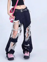 Load image into Gallery viewer, &#39;Wild One&#39; Grunge Punk Ripped Denim Pants AlielNosirrah
