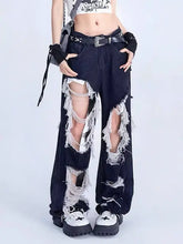 Load image into Gallery viewer, &#39;Wild One&#39; Grunge Punk Ripped Denim Pants AlielNosirrah
