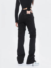 Load image into Gallery viewer, &#39;Wires&#39; Dark Denim Buckle Cross Strap Jeans AlielNosirrah
