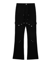 Load image into Gallery viewer, &#39;Wires&#39; Dark Denim Buckle Cross Strap Jeans AlielNosirrah
