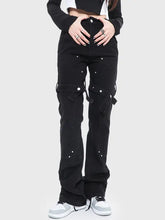 Load image into Gallery viewer, &#39;Wires&#39; Dark Denim Buckle Cross Strap Jeans AlielNosirrah
