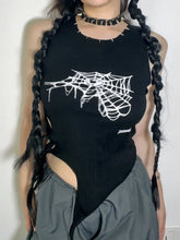 Load image into Gallery viewer, &#39;Wolf Spider&#39; Grunge Spider Web Tank Top AlielNosirrah
