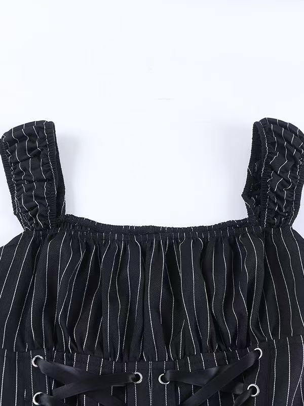 'Dark Ballet' Gothic Striped Ruffle Dress (Copy) AlielNosirrah