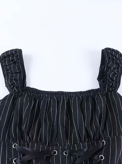 'Dark Ballet' Gothic Striped Ruffle Dress (Copy) AlielNosirrah
