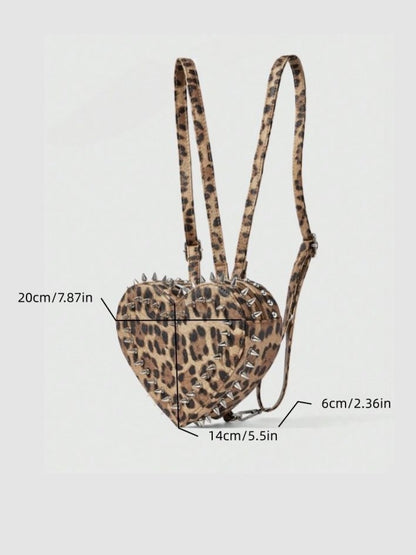 'Heart Rucksack' Heart Rivet Design Chain Backpack