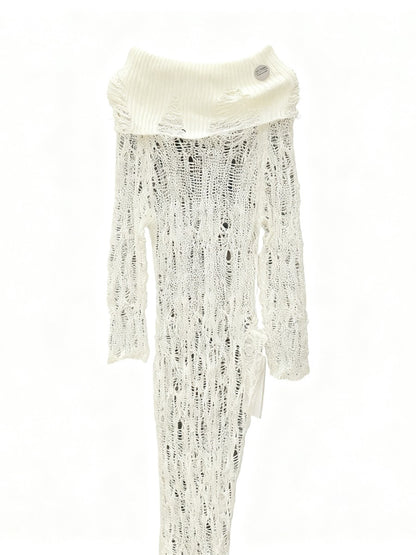 'Bare Charm' Off-Shoulder Irregular Design Knit Skirt AlielNosirrah