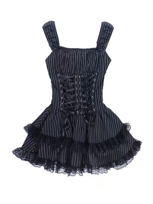 'Dark Ballet' Gothic Striped Ruffle Dress (Copy) AlielNosirrah