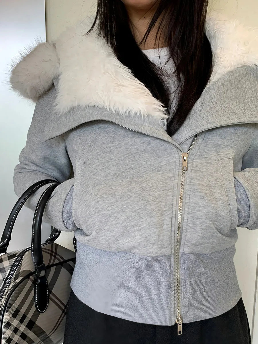 'Warm Night' Fluffy Hood Y2k Fitted Comfy Jacket AlielNosirrah