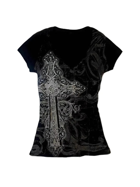 'illusion' Grunge Baroque Style Cross Shirts AlielNosirrah