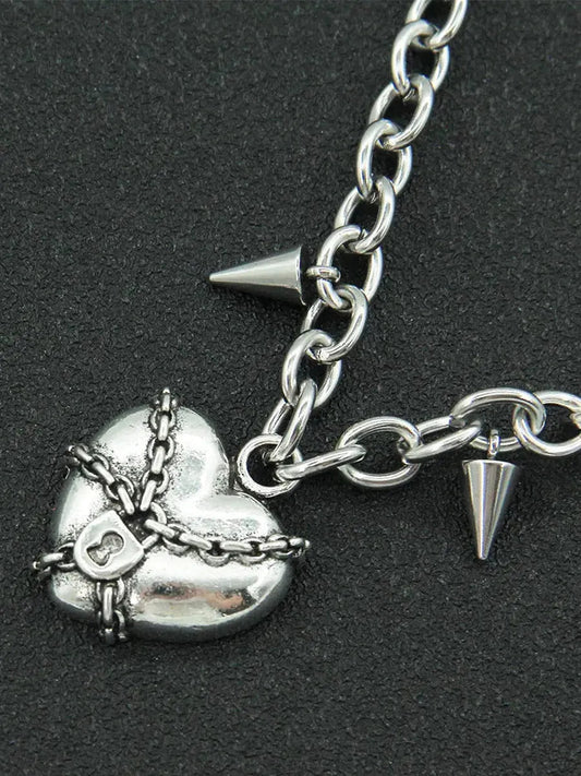 'Forbidden Love' Punk Metal Heart Shape Necklace AlielNosirrah
