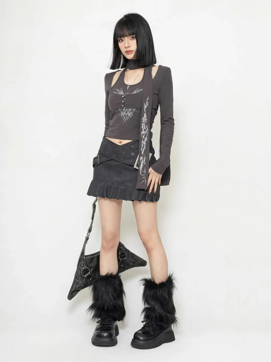 'Whisper' Alt Punk Scarf Punk Graphic 3 Pcs Set Top AlielNosirrah