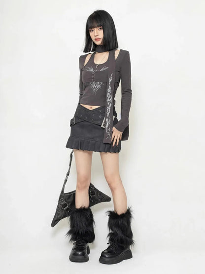 'Whisper' Alt Punk Scarf Punk Graphic 3 Pcs Set Top AlielNosirrah