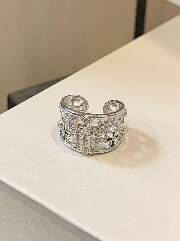 'Celestial Cross' Punk Silver Cross Zircon Ring AlielNosirrah