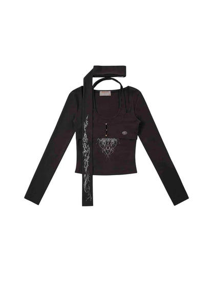 'Whisper' Alt Punk Scarf Punk Graphic 3 Pcs Set Top AlielNosirrah