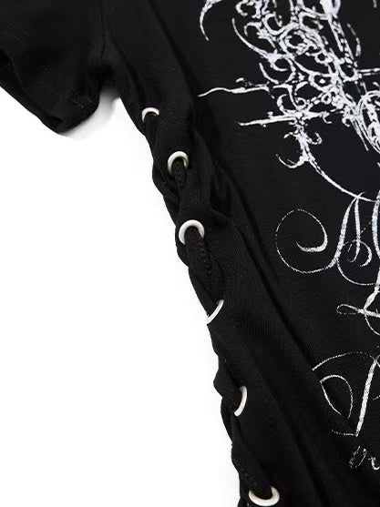 'AltTag' Light Alt Style Graffiti Tie Strap Short Sleeve T-Shirt