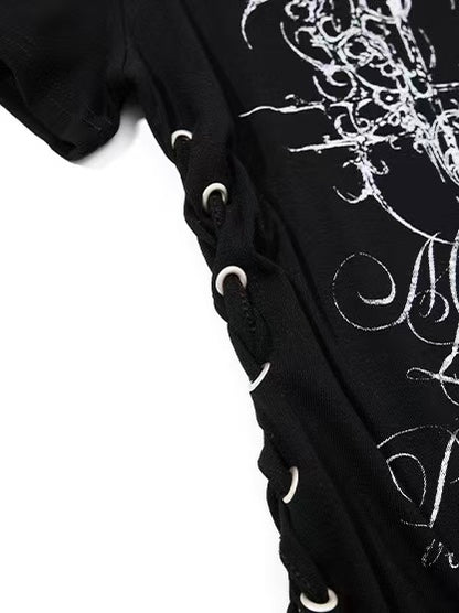 'AltTag' Light Alt Style Graffiti Tie Strap Short Sleeve T-Shirt