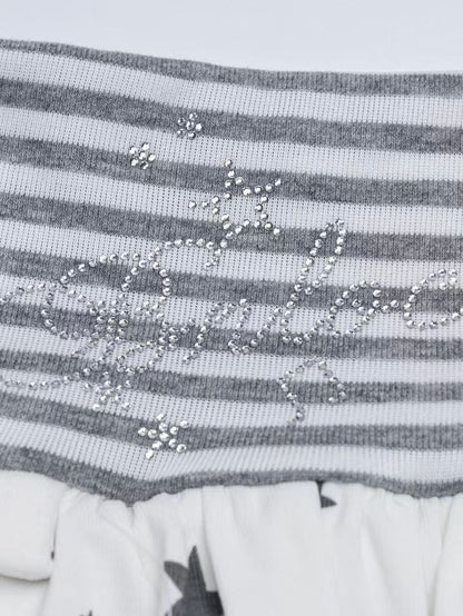 'Star Glow' Y2K Patchwork Striped Star Puffy Skirt AlielNosirrah