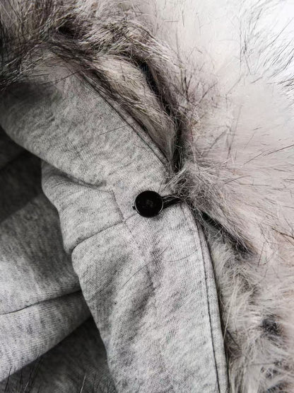'Lonely Island' Y2K Detachable Furry Hood Printed Half-Zip Hoodie