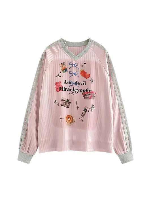 'Candy Jar' Bloke Core Cute  Striped Ribbon Shirts AlielNosirrah