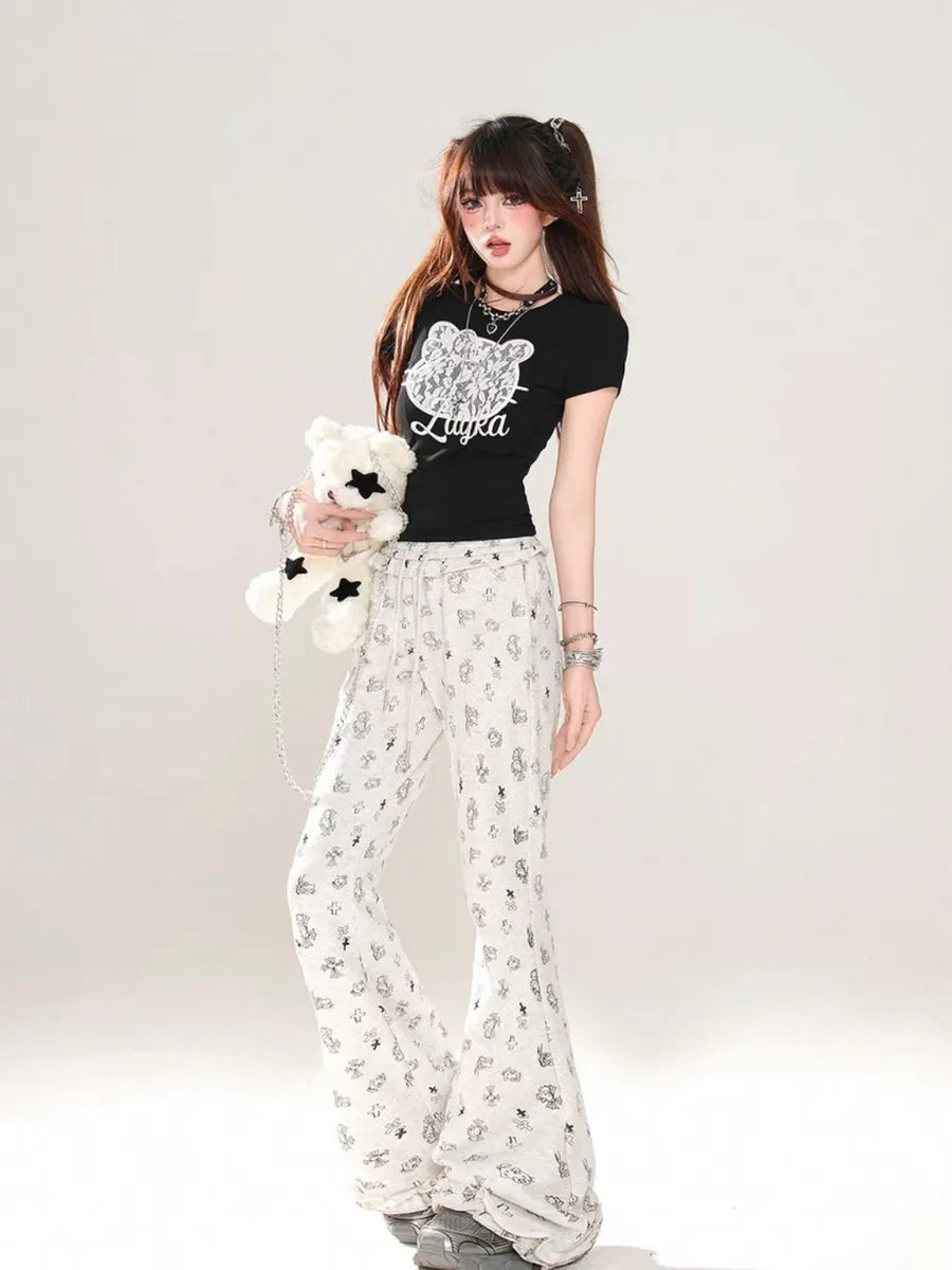 'Layka' Streetstyle Kitty Face Lace Pattern Shirts AlielNosirrah