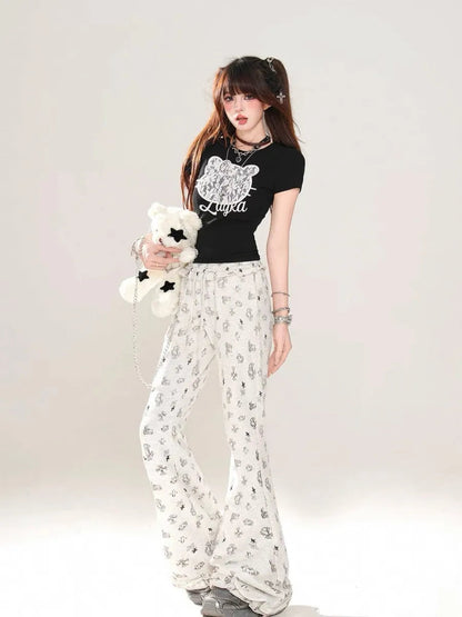 'Layka' Streetstyle Kitty Face Lace Pattern Shirts AlielNosirrah