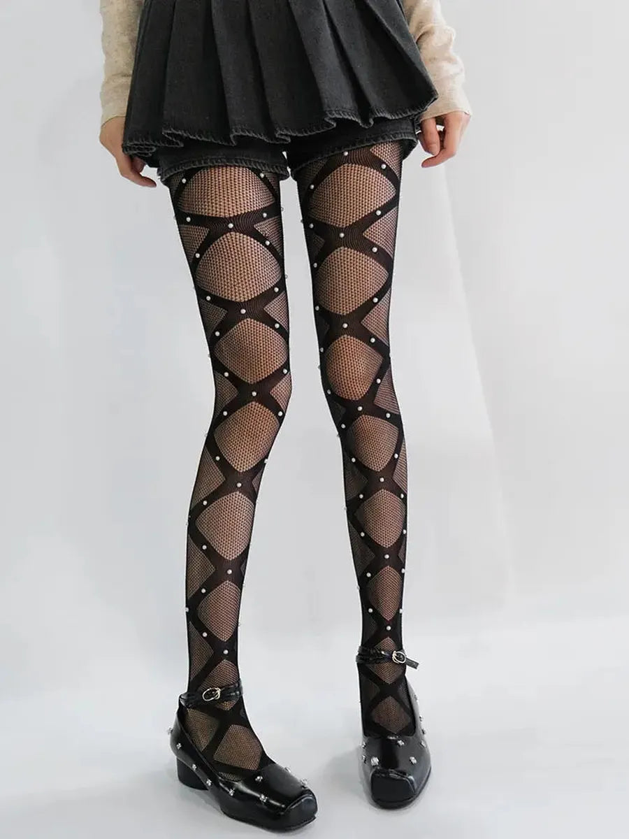 ‘Scars' Dark Punk  Lace Up Tights AlielNosirrah