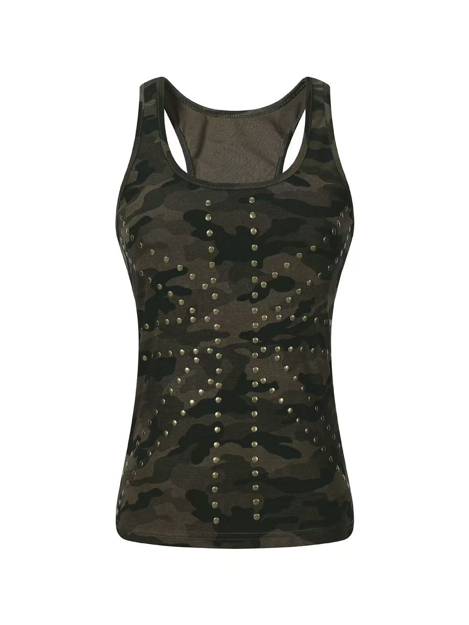 ‘Bullet Kiss’ Vintage Camo Studded Tank Top (Copy) AlielNosirrah