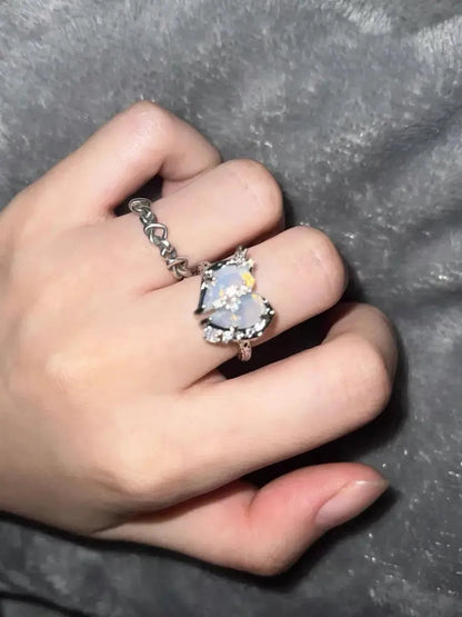 'Mermaid' Clear Heart Shape Rings AlielNosirrah