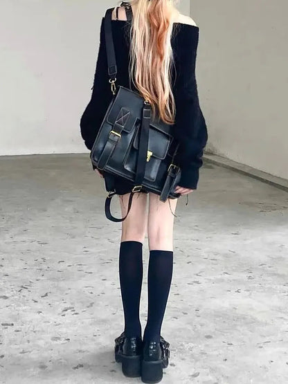 'Flower Bone' Dark Pattern Shoulder Off Oversized Sweater AlielNosirrah