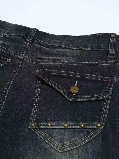 'Old Chapel' Vintage Washed Distressed Cross Rhinestone Flared Jeans AlielNosirrah