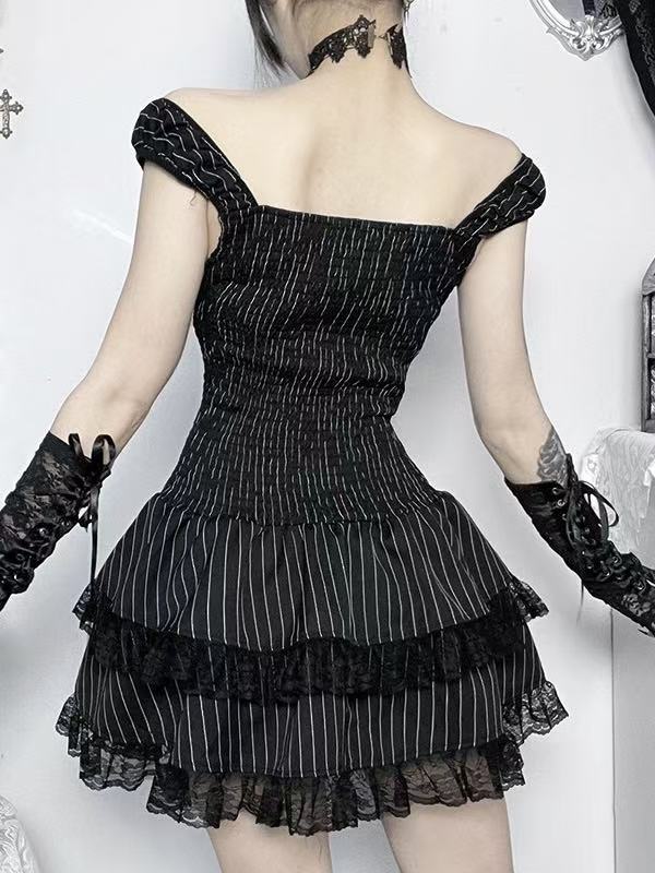 'Dark Ballet' Gothic Striped Ruffle Dress (Copy) AlielNosirrah