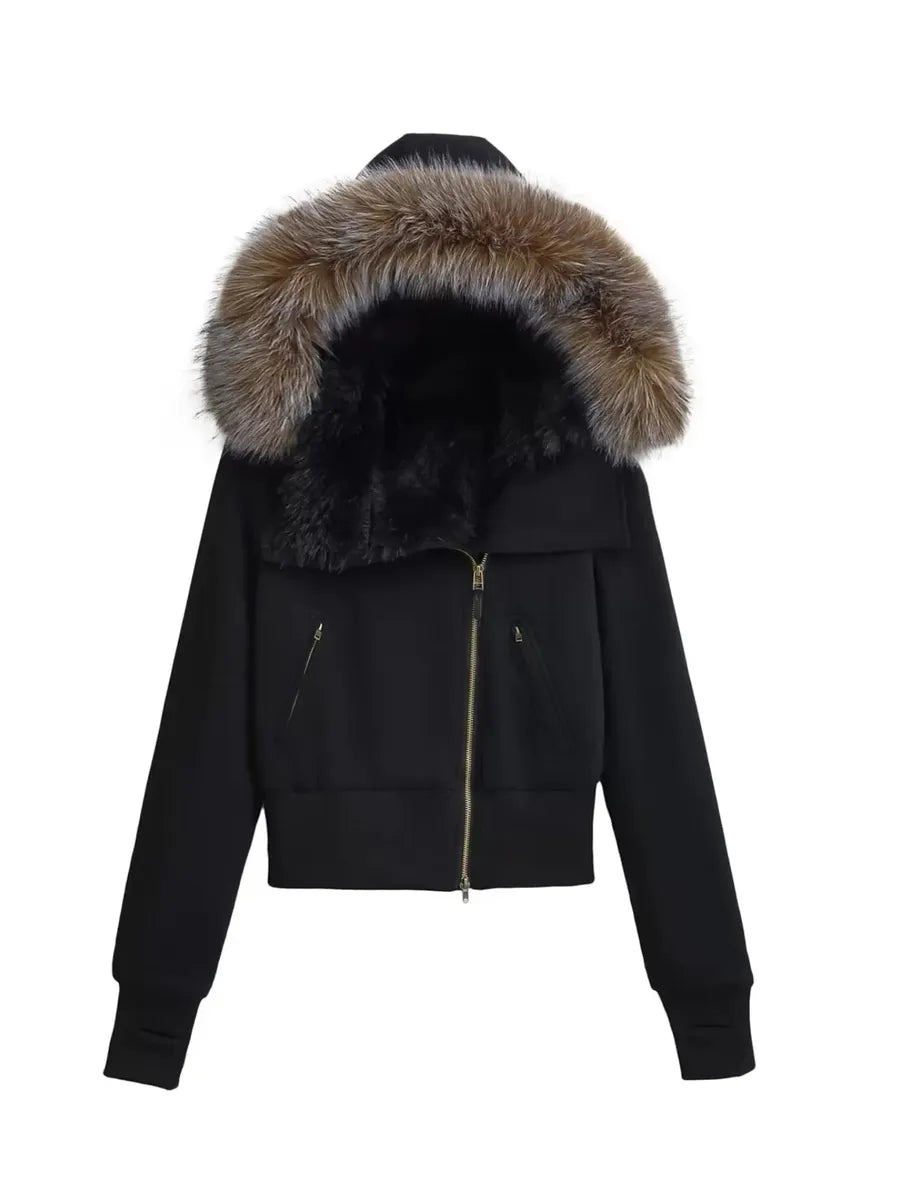 'Warm Night' Fluffy Hood Y2k Fitted Comfy Jacket AlielNosirrah