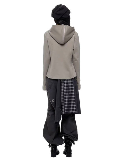 'Dark Crest' Shawl Hoodie Cuff Side Zipper Design