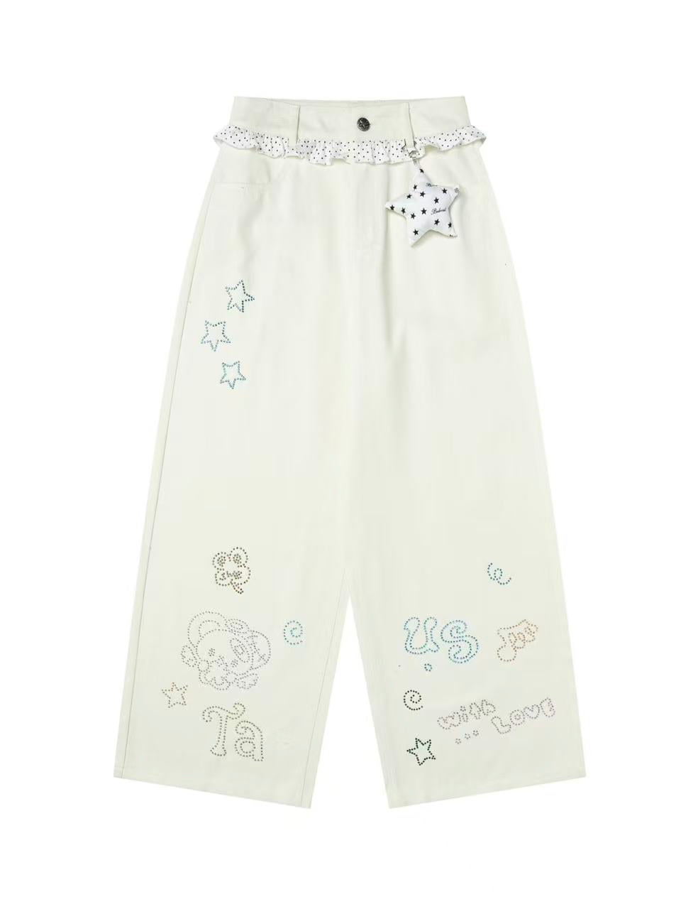'Star Bloom' Streetstyle Oversized Rhinestone Star Charm Jeans AlielNosirrah